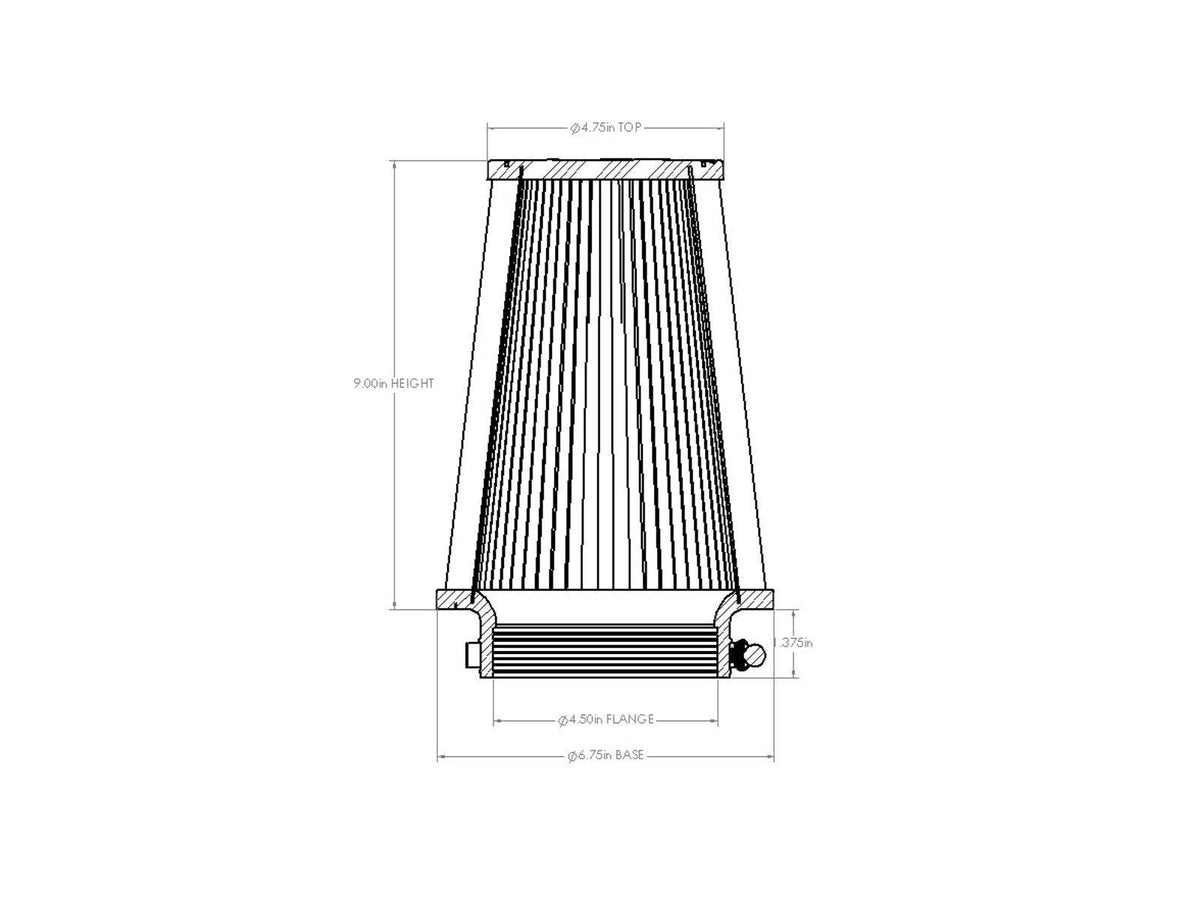 aFe POWER Universal Clamp-On Air Filter w/ D2 Dura-Dry Media - 4.5in F x 7in B x 4.75in T x 9in H - 21-45005V - view 6