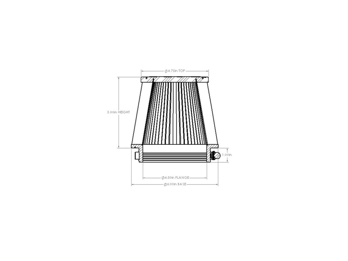 aFe POWER Universal Clamp-On Air Filter w/ D2 Dura-Dry Media - 4.5in F x 6in B x 4.75in T x 5in H - 21-45505V - view 6