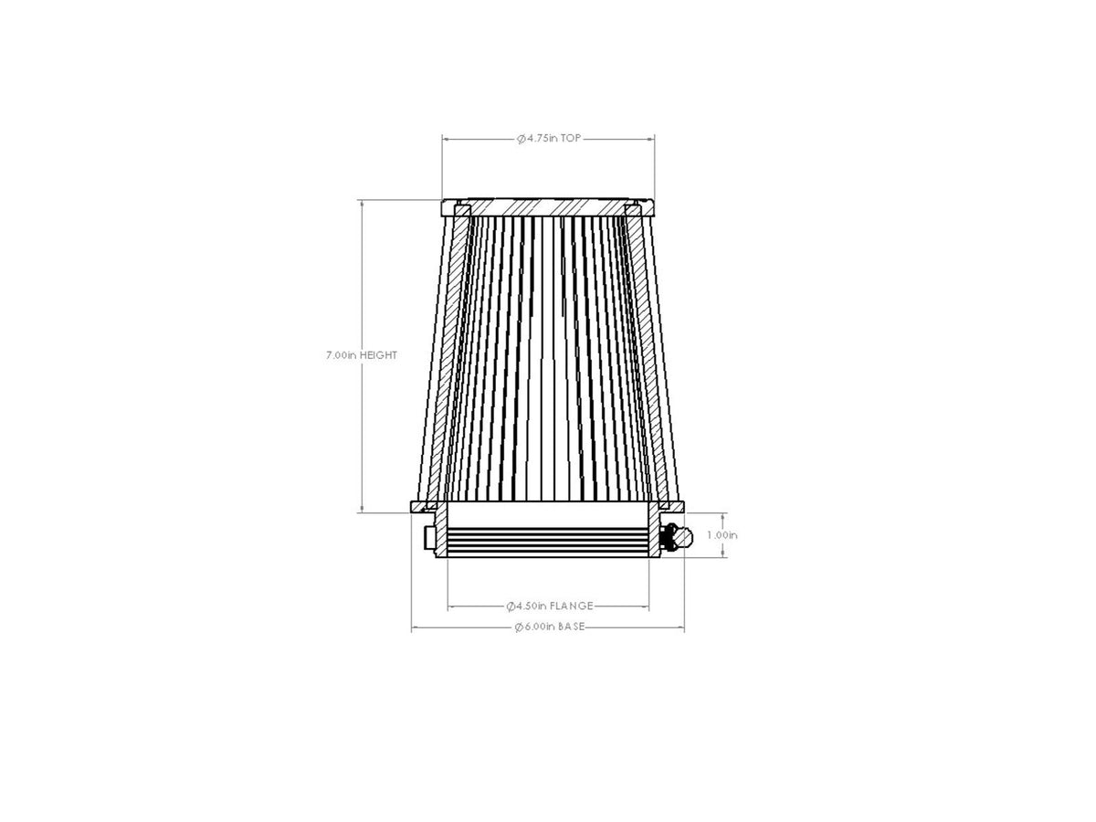 aFe POWER Universal Clamp-On Air Filter w/ D2 Dura-Dry Media - 4.5in F x 6in B x 4.75in T x 7in H - 21-45507V - view 6