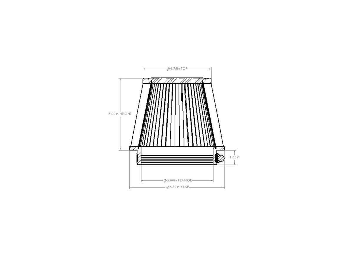 aFe POWER Universal Clamp-On Air Filter w/ D2 Dura-Dry Media - 5in F x 6.5in B x 4.75in T x 5in H - 21-50505V - view 6
