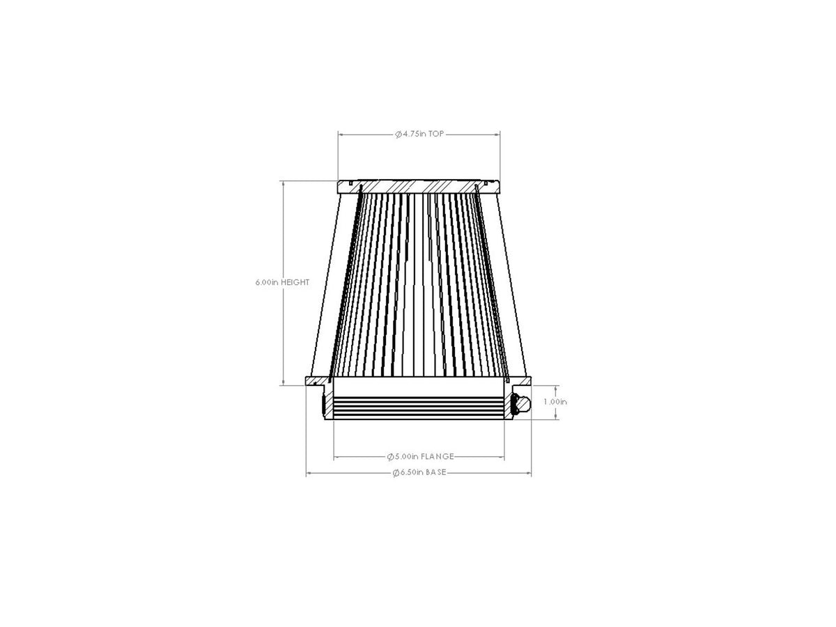 aFe POWER Universal Clamp-On Air Filter w/ D2 Dura-Dry Media - 5in F x 6.5in B x 4.75in T x 6in H - 21-50506V - view 6