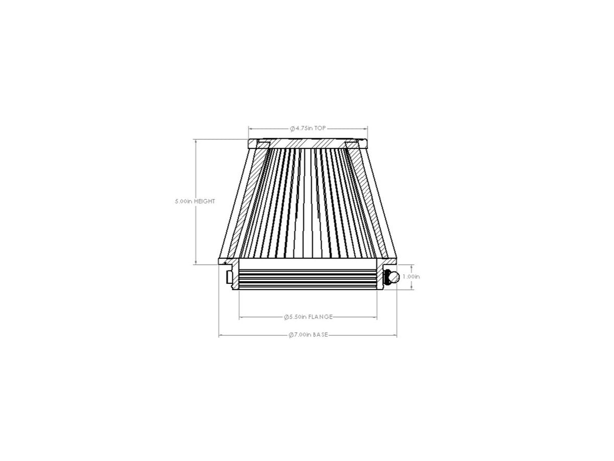 aFe POWER Universal Clamp-On Air Filter w/ D2 Dura-Dry Media - 5.5in F x 7in B x 4.75in T x 5in H - 21-55505V - view 6