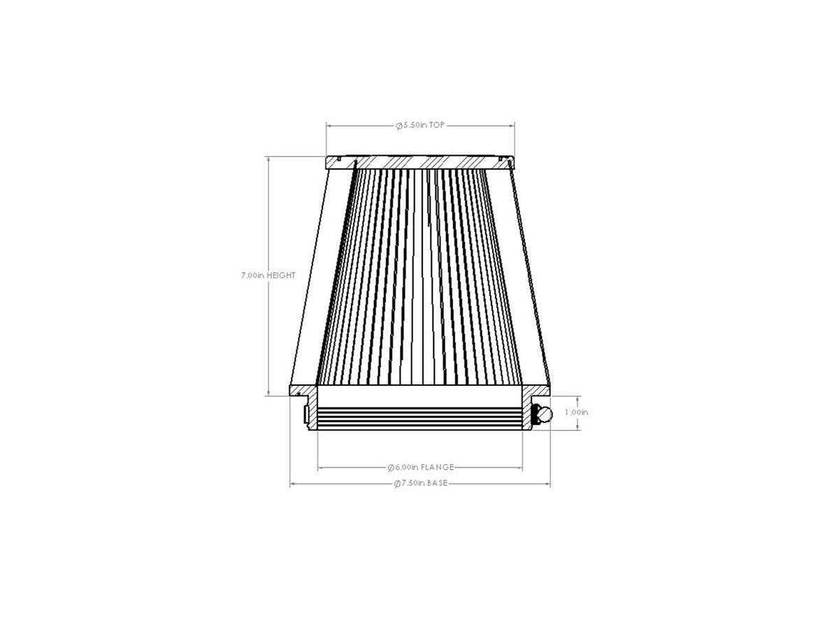 aFe POWER Universal Clamp-On Air Filter w/ D2 Dura-Dry Media - 6in F x 7.5in B x 5.5in T x 7in H - 21-60507V - view 6