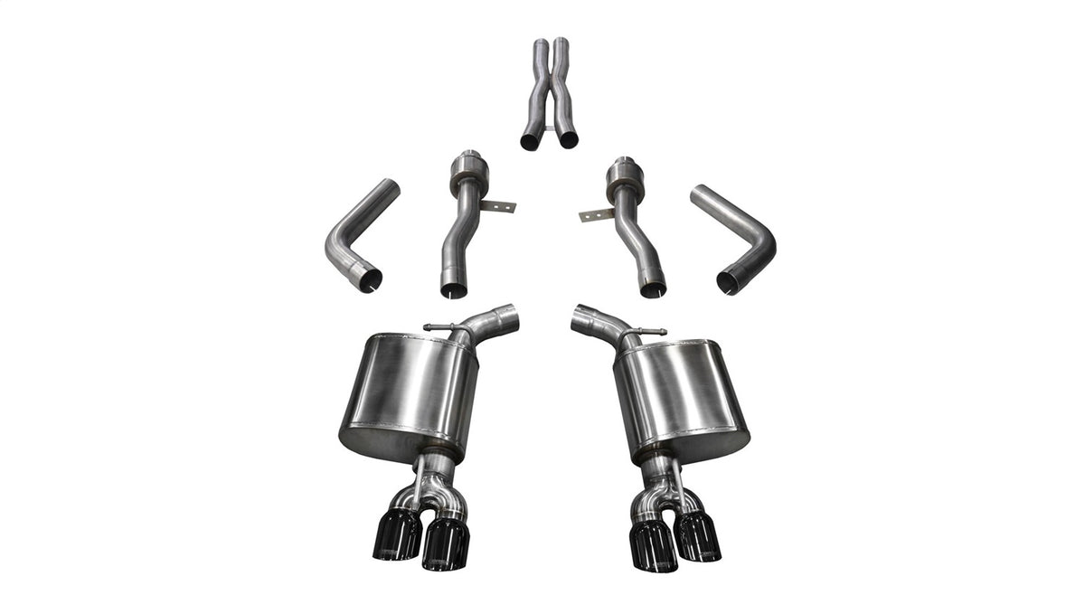 Corsa 2017-2023 Dodge Challenger 5.7L V8 Sport Cat-Back Dual Rear Exit w/3.5in Black Tips - 21005BLK