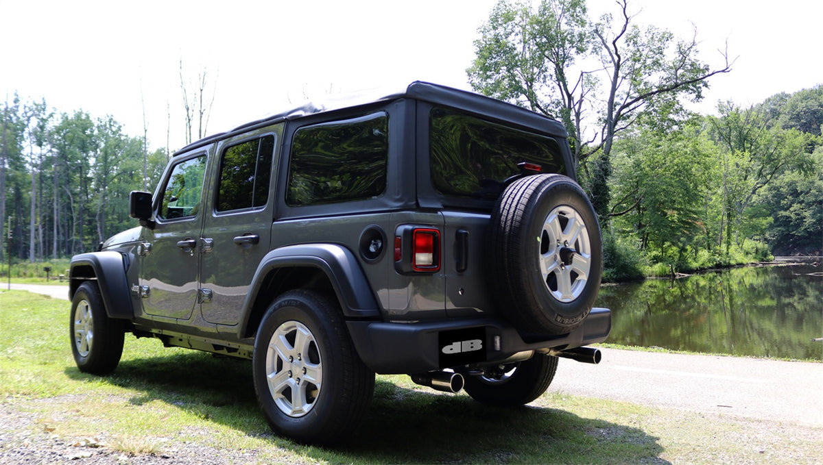 Corsa 2018-2024 Jeep Wrangler JL 2.5in Dual Rear Exit Polished Tips Touring Axle-Back Exhaust - 21016