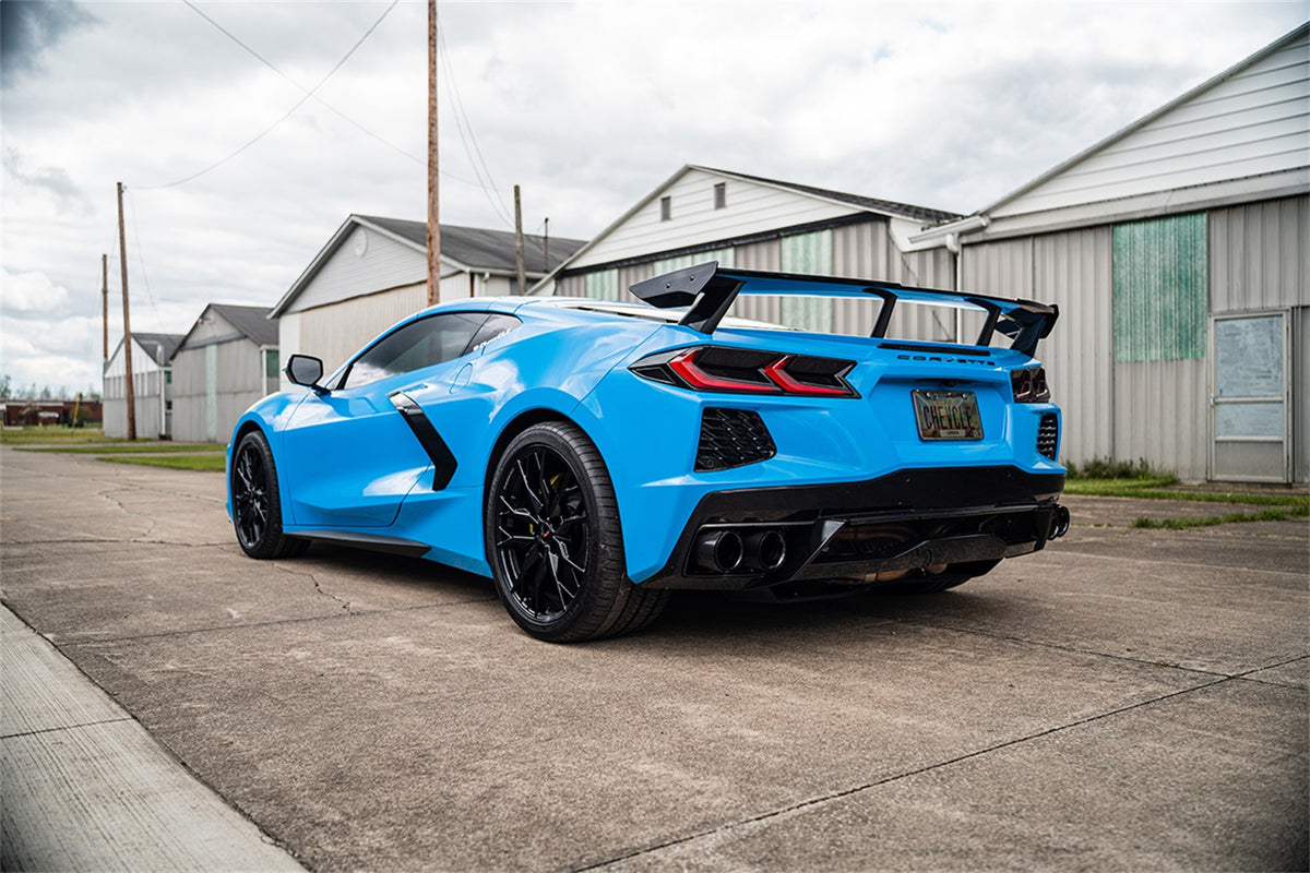 Corsa 20-23 Chevrolet Corvette C8 RWD 3in Valved Cat-Back w/ 4.5in Carbon Fiber Black PVD - 21100CFBLK
