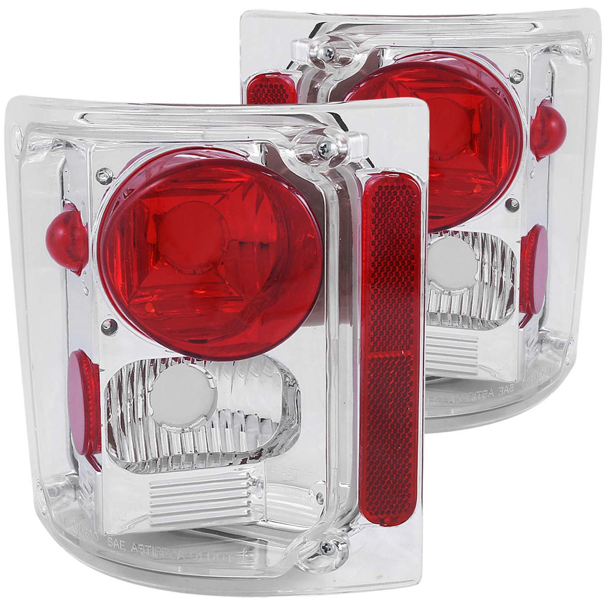 ANZO 1973-1987 Chevrolet C 10 Taillights Chrome - 211014 for 1975-1986 GMC K1500 - front view