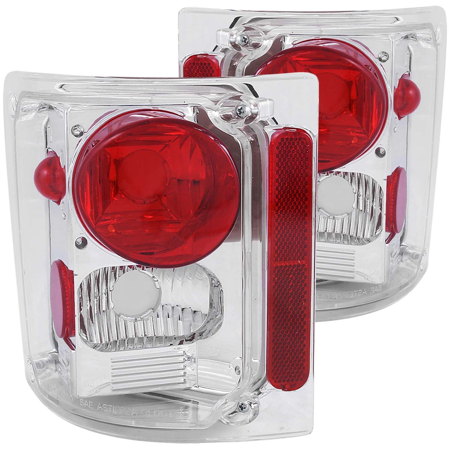 ANZO 1973-1987 Chevrolet C 10 Taillights Chrome - 211014 for 1975-1986 GMC K1500 - front view