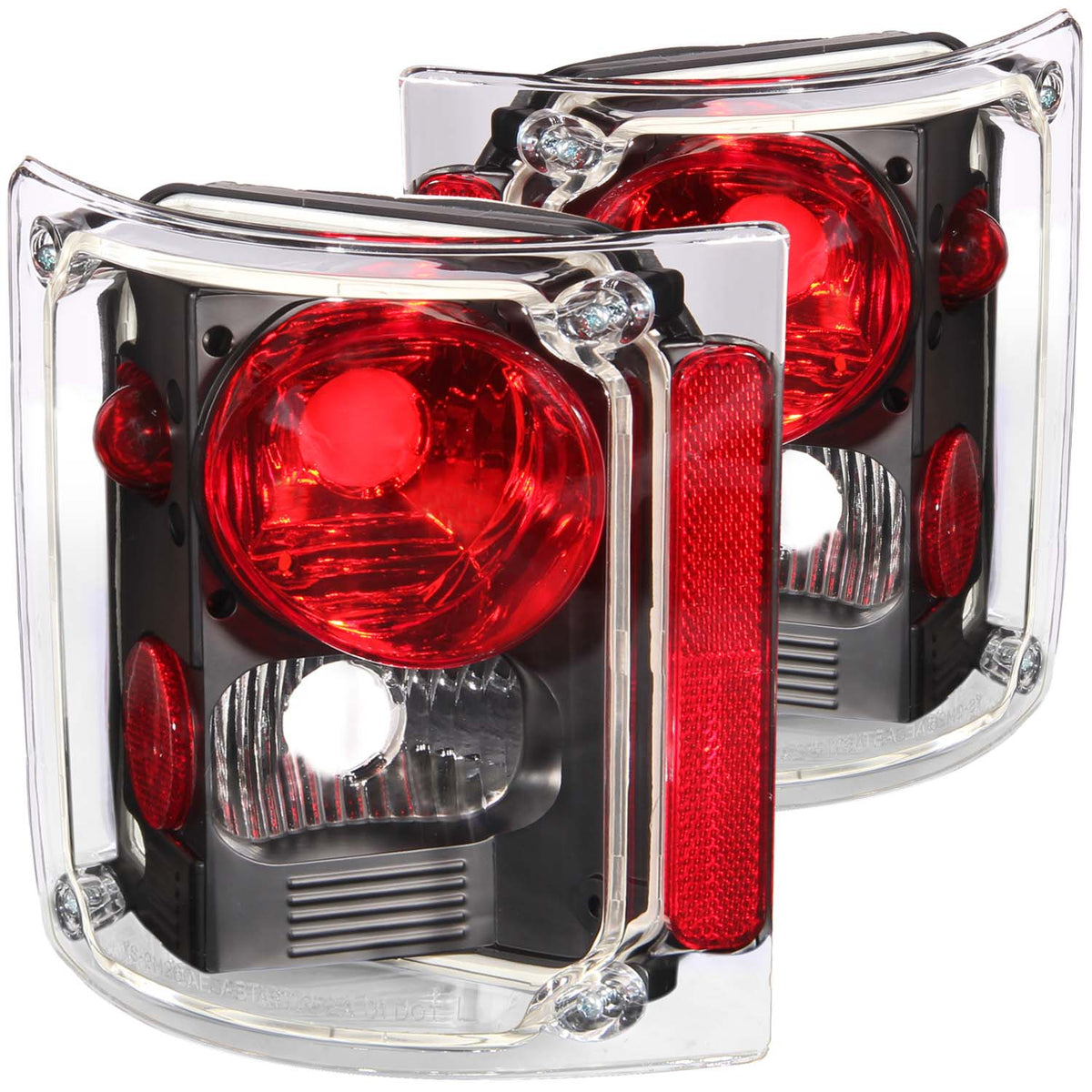 ANZO 1973-1987 Chevrolet C 10 Taillights Black - 211016 for 1975-1986 GMC K1500 - front view