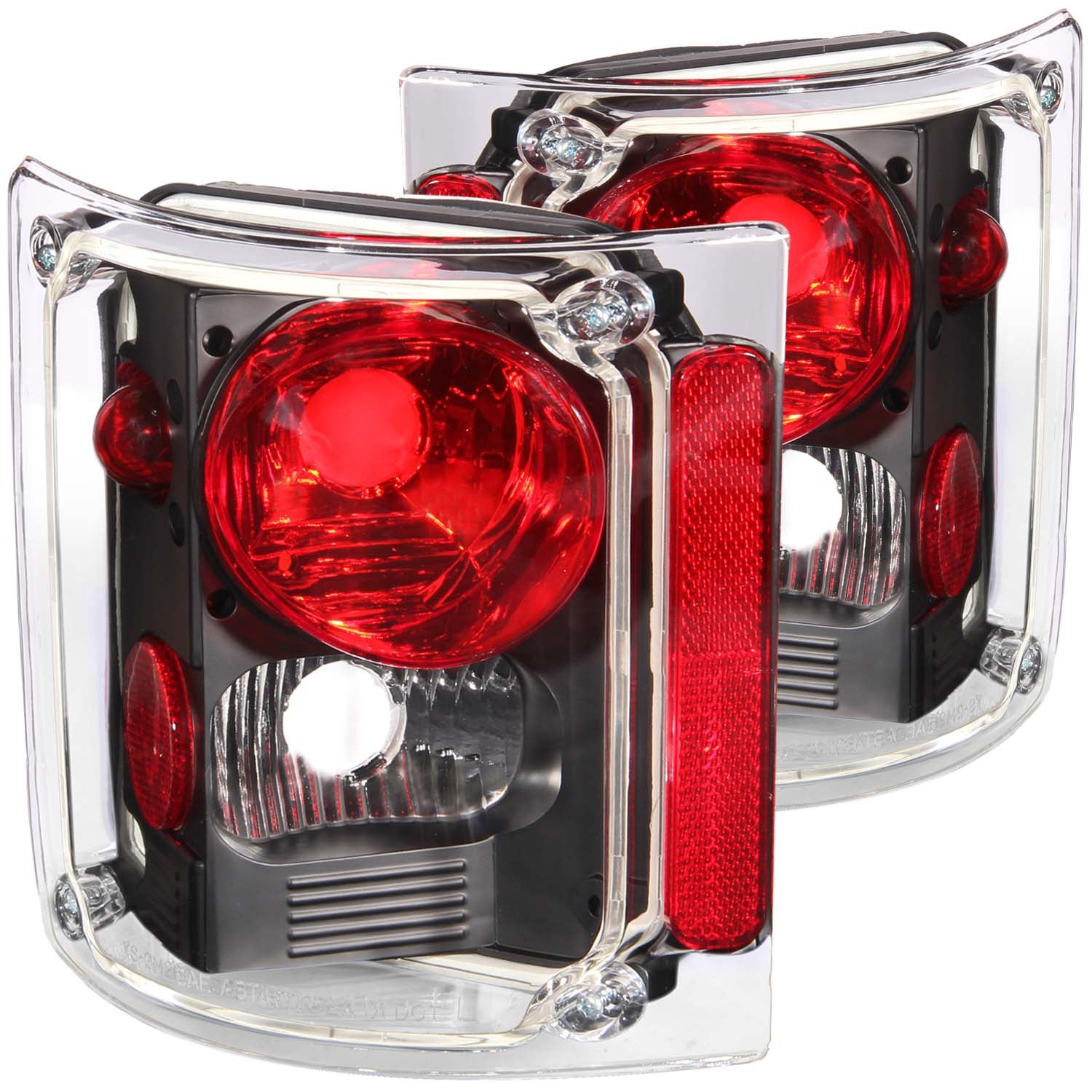 ANZO 1973-1987 Chevrolet C 10 Taillights Black - 211016 for 1975-1986 GMC K1500 - front view