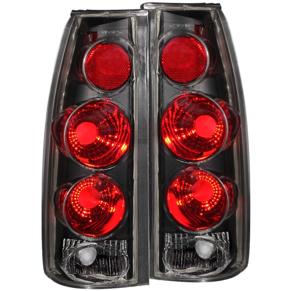 ANZO 1999-2000 Cadillac Escalade Taillights Black 3D Style - 211019 for 1988-2000 Chevrolet C3500 - front view