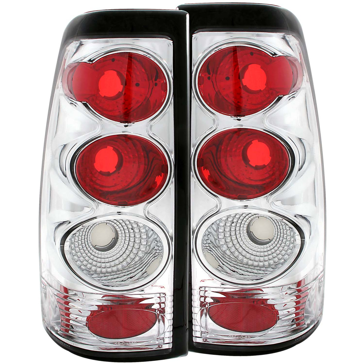 ANZO 1999-2002 Chevrolet Silverado 1500 Taillights Chrome - 211023 for 1999-2007 GMC Sierra 1500 - front view