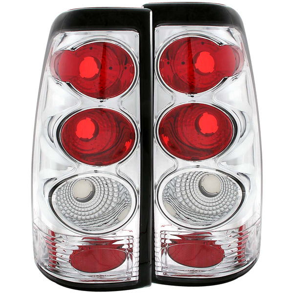 ANZO 1999-2002 Chevrolet Silverado 1500 Taillights Chrome - 211023 for 1999-2007 GMC Sierra 1500 - front view