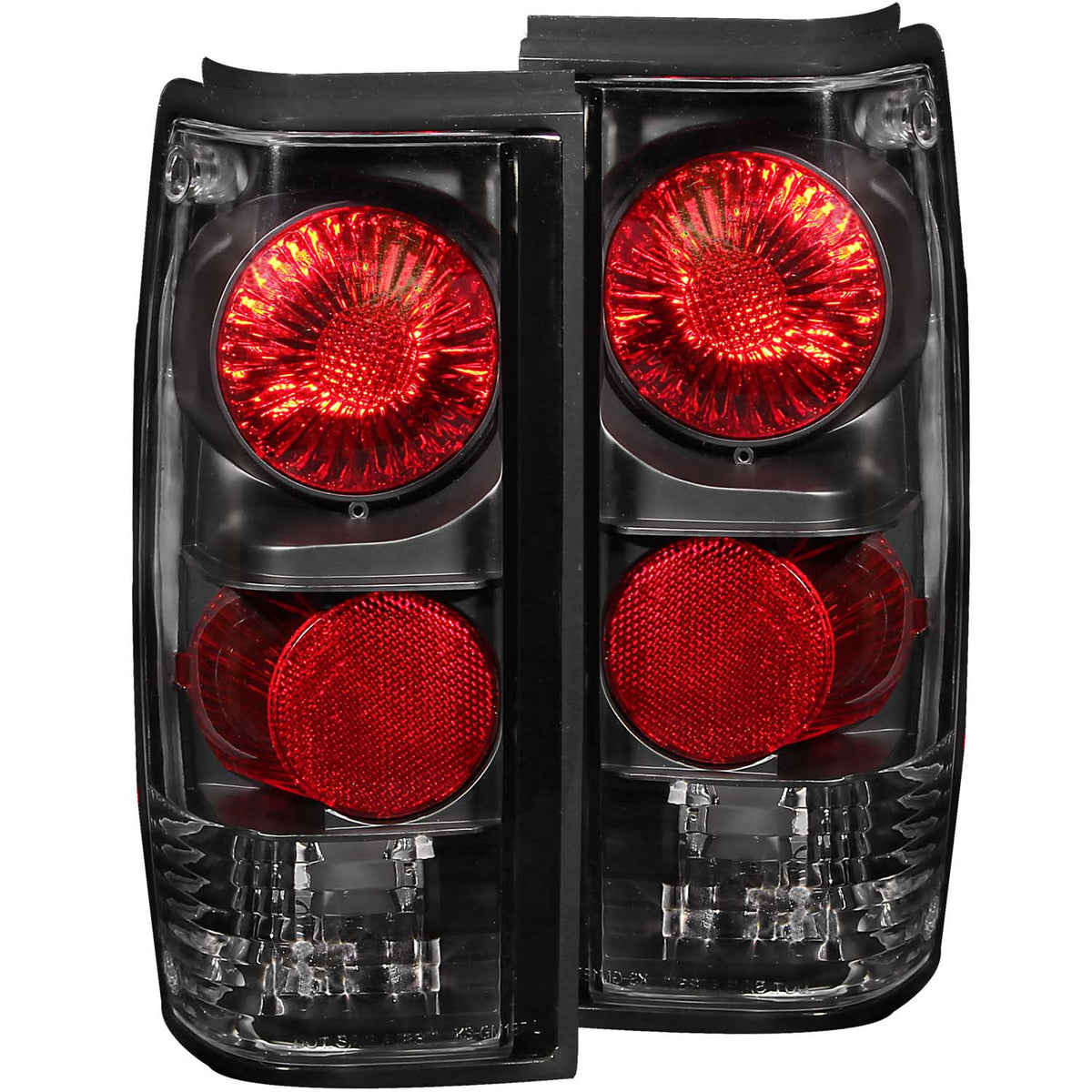 ANZO 1982-1994 Chevrolet S-10 Taillights Black - 211031 for 1982-1994 Chevrolet S10 - front view