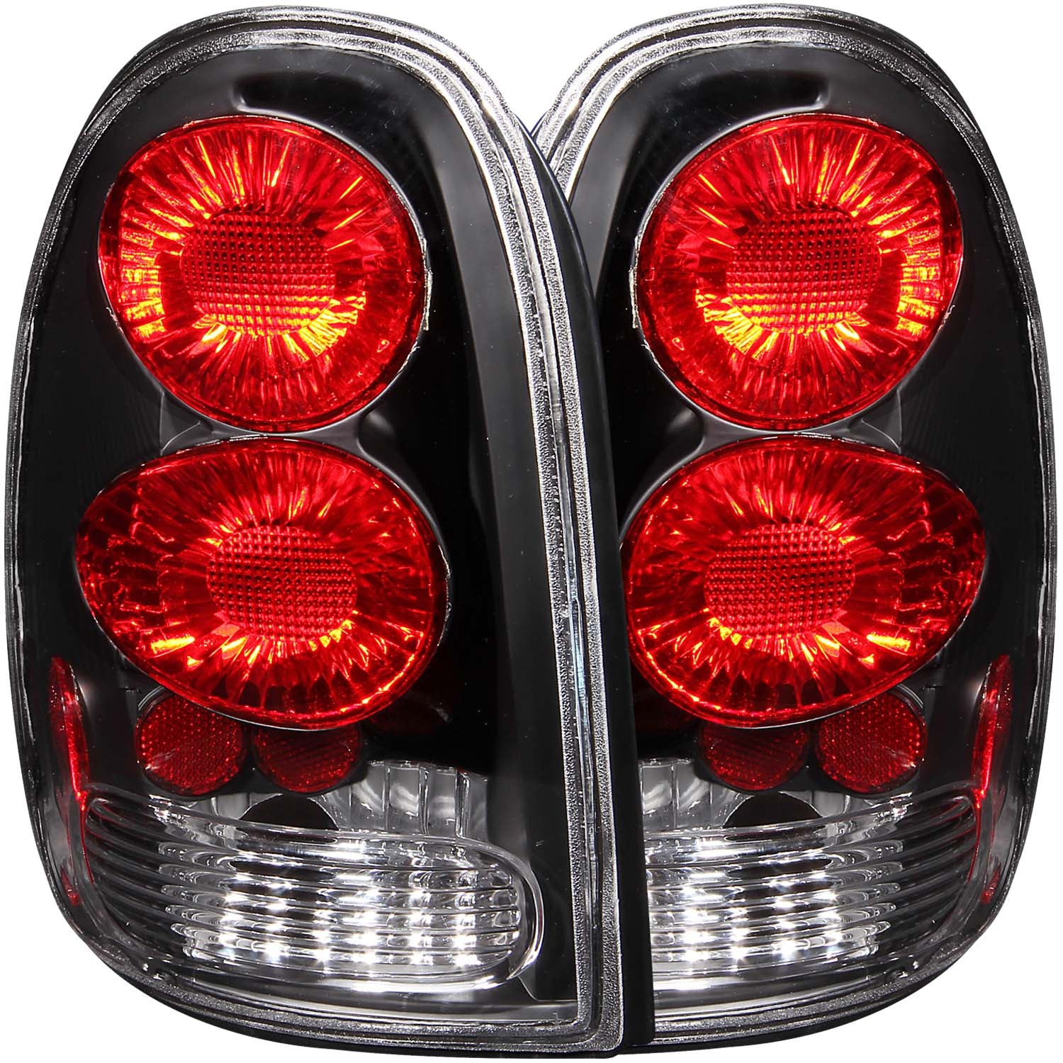 ANZO 1996-2000 Chrysler Voyager Taillights Black - 211039 for 1998-2003 Dodge Durango - front view