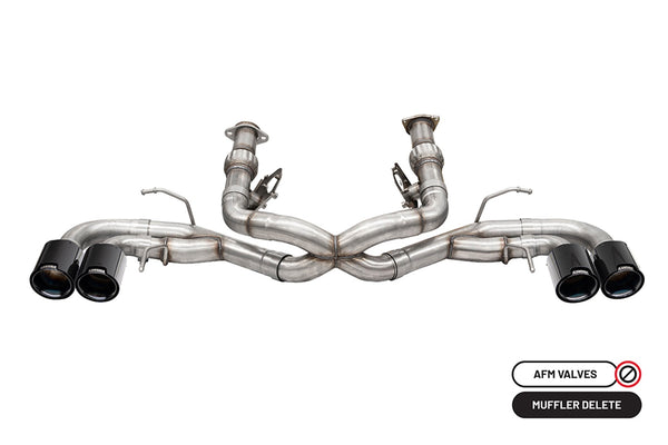 Corsa 2020-2024 Chevrolet Corvette C8 RWD 3in Track Cat-Back Delete Exhaust w/4.5in CF Black PVDTips - 21104CFBLK