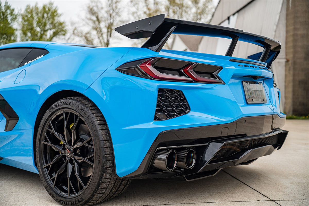 Corsa 2020-2024 Chevrolet Corvette C8 RWD 3in Valved Cat-Back Delete w/ NPP w/4.5in CF Black PVDTips - 21105CFBLK