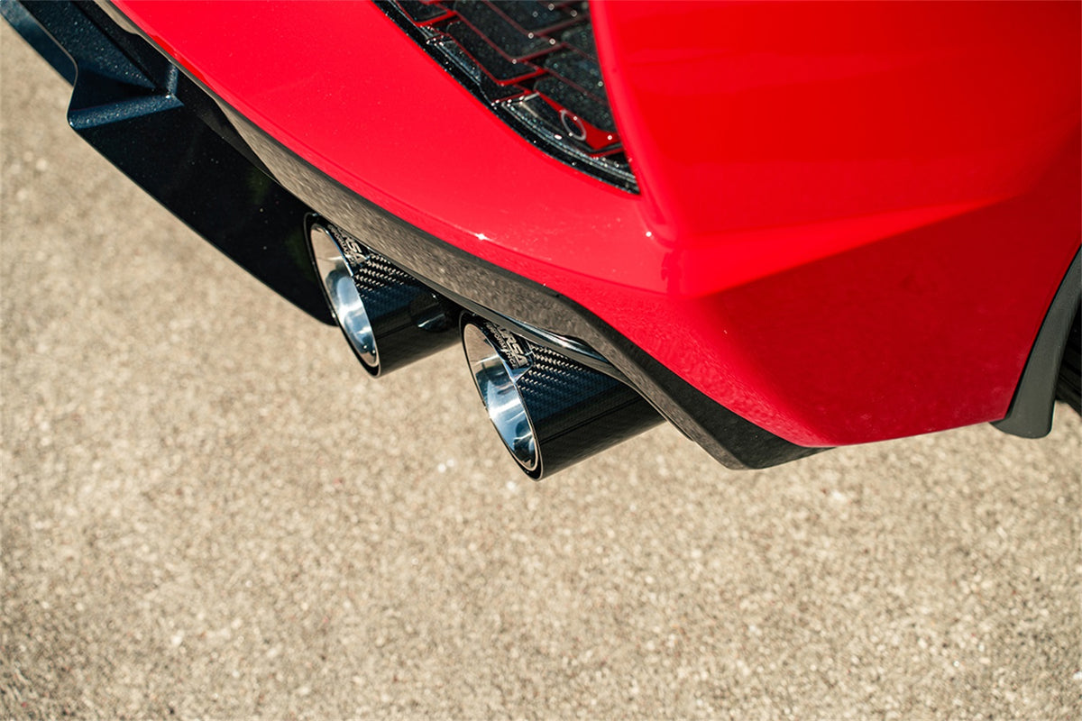 Corsa 2020-2024 Chevrolet Corvette C8 RWD 3in Valved Cat-Back Delete w/ NPP w/4.5in CF PolishedTips - 21105CF