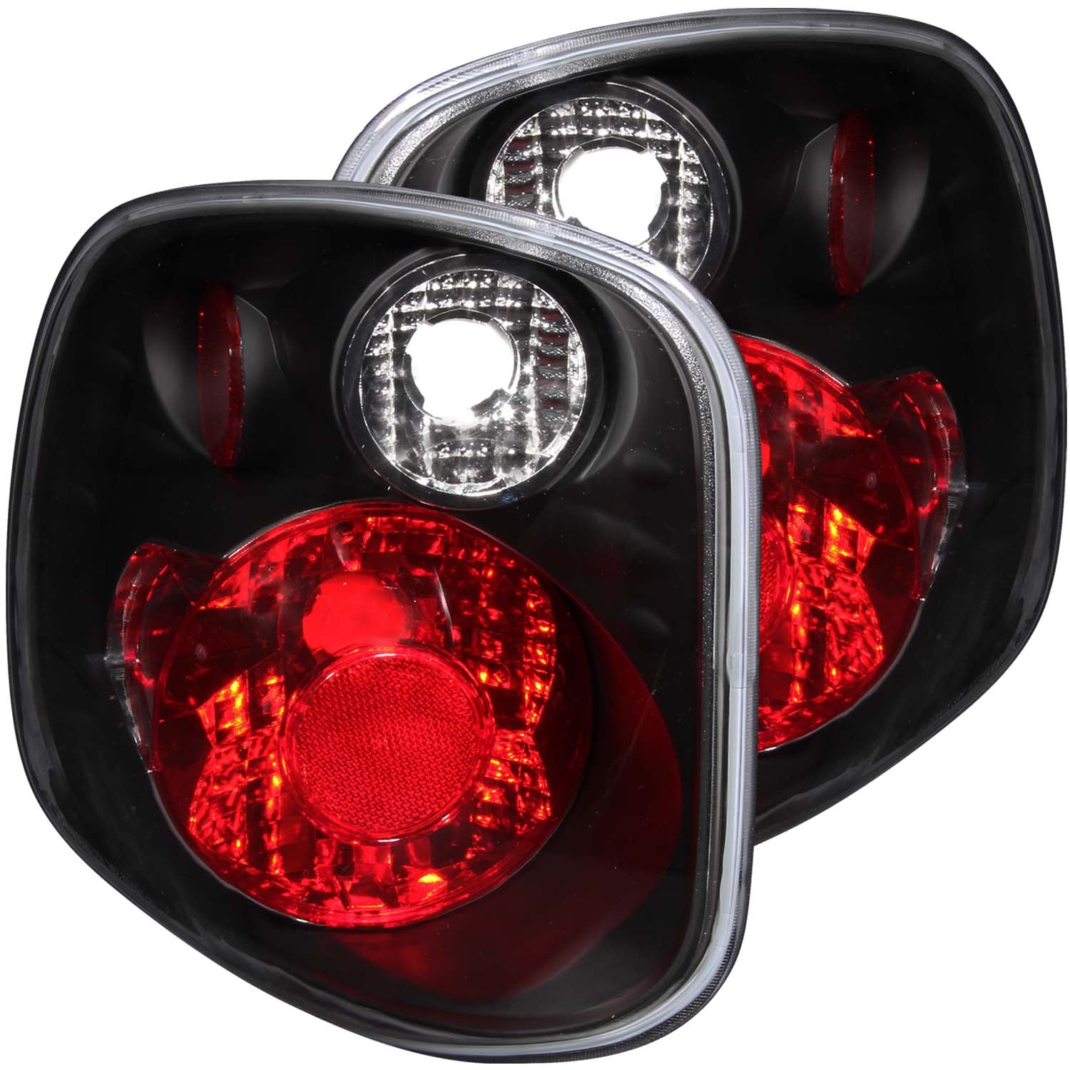 ANZO 1997-2000 Ford F-150 Taillights Black - 211069 for 1997-2000 Ford F 150 - front view