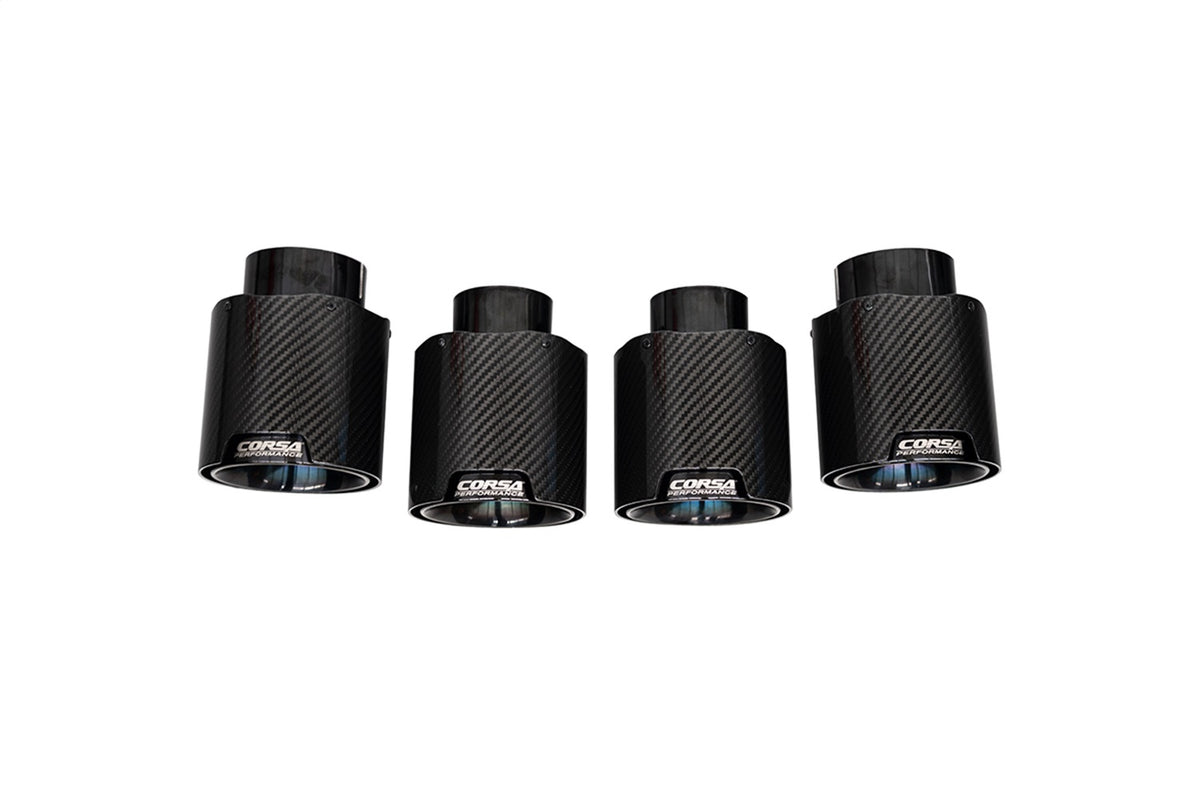 Corsa 20-24 Chevrolet Corvette C8 RWD 4.5in Carbon Fiber Black PVD Tip Kit (For Corsa Exhaust Only) - 21109CFBLK