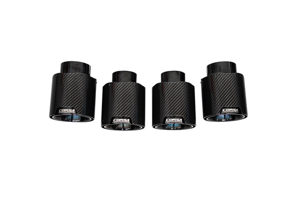 Corsa 20-24 Chevrolet Corvette C8 RWD 4.5in Carbon Fiber Black PVD Tip Kit (For Corsa Exhaust Only) - 21109CFBLK