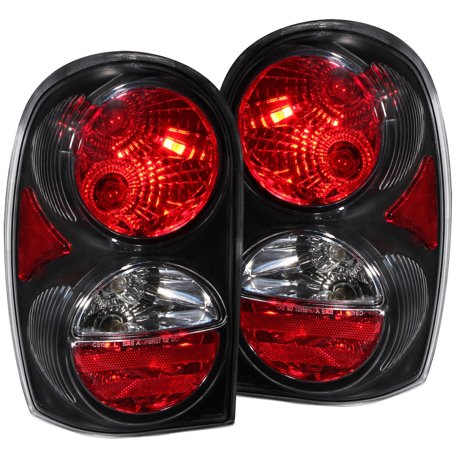 ANZO 2002-2007 Jeep Liberty Taillights Black - 211108 for 2002-2007 Jeep Liberty - front view