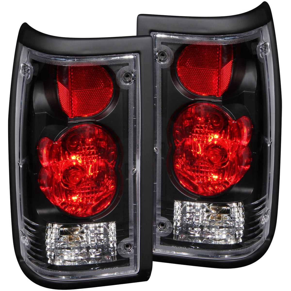 ANZO 1986-1993 Mazda B2000 Taillights Black - 211113 for 1987-1993 Mazda B2200 - front view