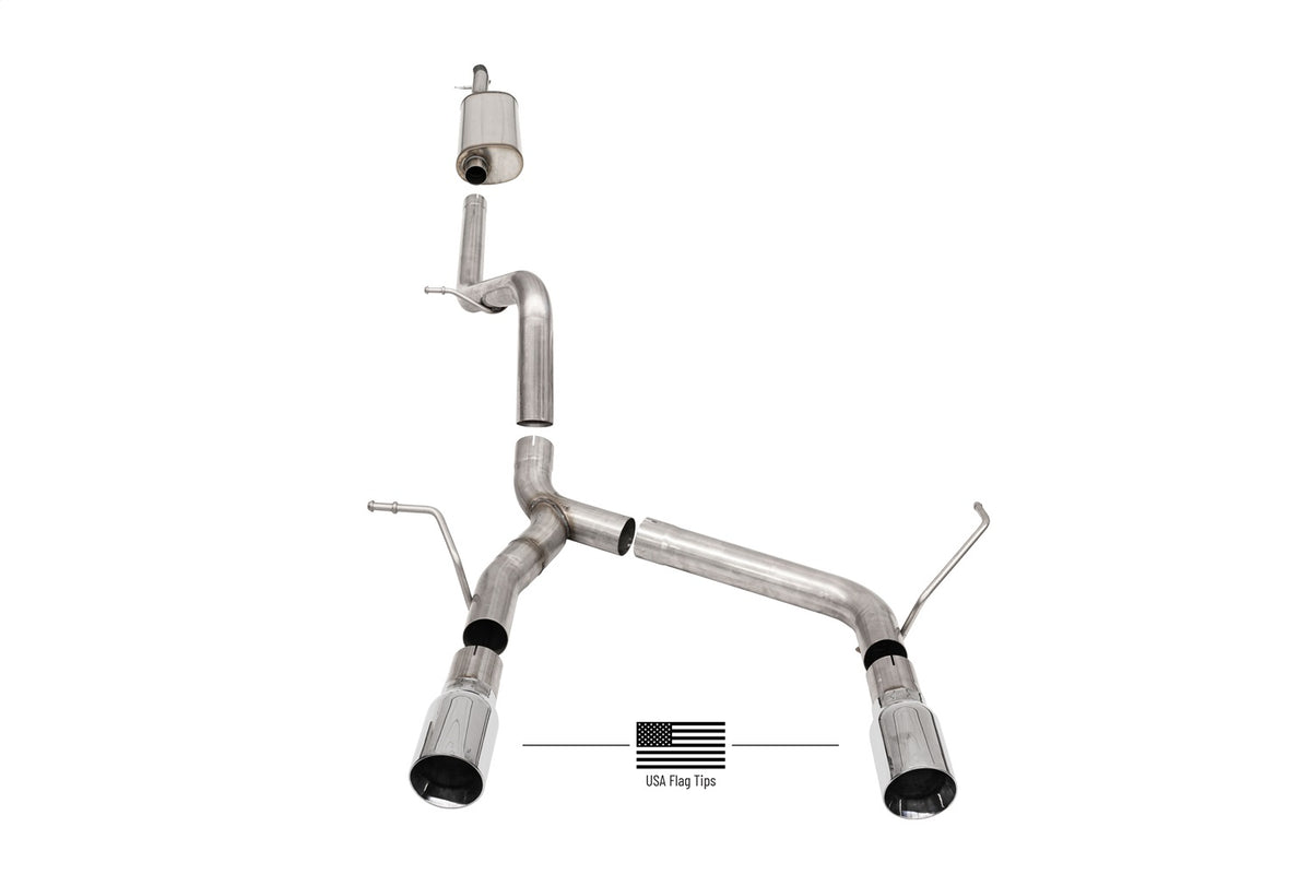 Corsa 2007-2018 Jeep Wrangler JKU 3.6L/3.8L 2.75in Sport Cat-Back Exhaust w/ 4in American Flag Tips - 21122USA