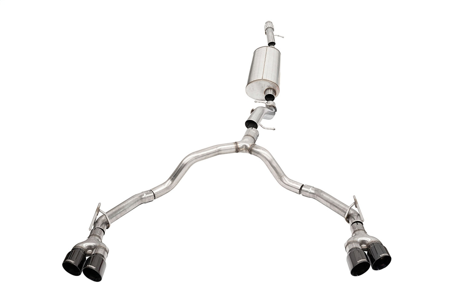 Corsa 21-22 Tahoe / GMC Yukon 4DR 6.2L 4WD Dual Rear 3in - 2.75in Sport Cat-Back DW 4in BLK Tips - 21129BLK