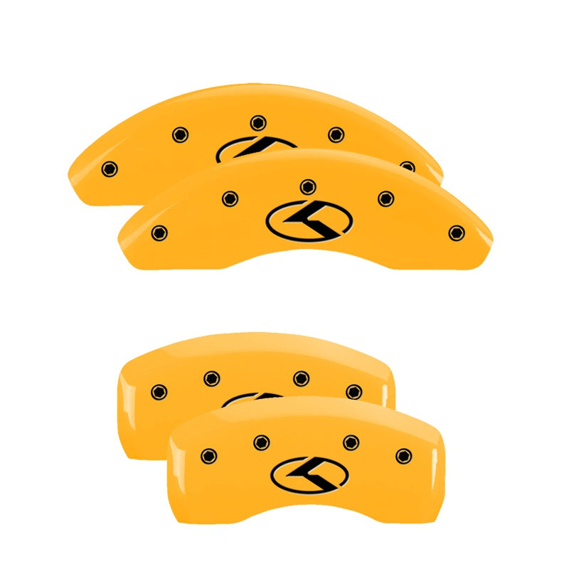 MGP 4 Caliper Covers Engraved Front &amp; Rear Circle K/Kia Yellow finish black ch - 21175SCRKYL