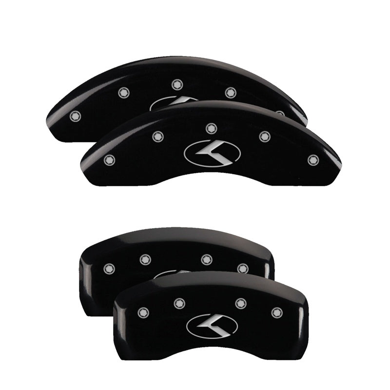 MGP 4 Caliper Covers Engraved Front &amp; Rear Circle K/Kia Black finish silver ch - 21176SCRKBK