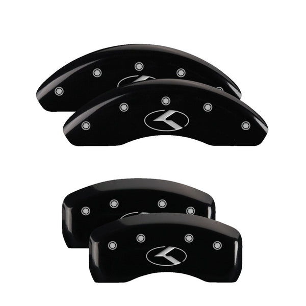 MGP 4 Caliper Covers Engraved Front &amp; Rear Circle K/Kia Black finish silver ch - 21178SCRKBK