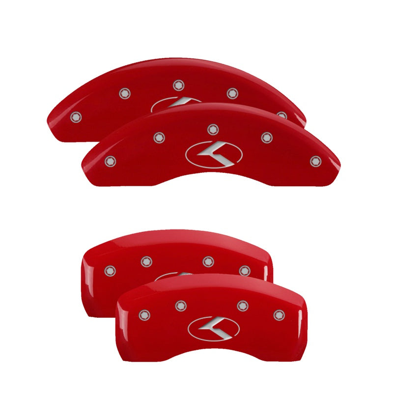 MGP 4 Caliper Covers Engraved Front &amp; Rear Circle K/Kia Red Finish Silver Char 2019 Kia Niro - 21188SCRKRD