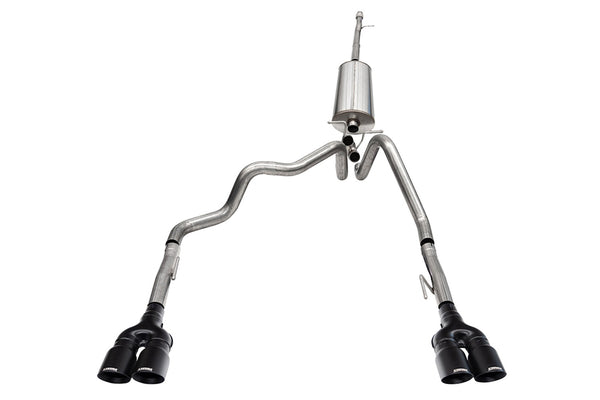 Corsa 19-23 GMC Sierra 1500 Cat-Back Dual Rear Exit with Twin 4in Black Powder Coat Pro-Series Tips - 21202BPC