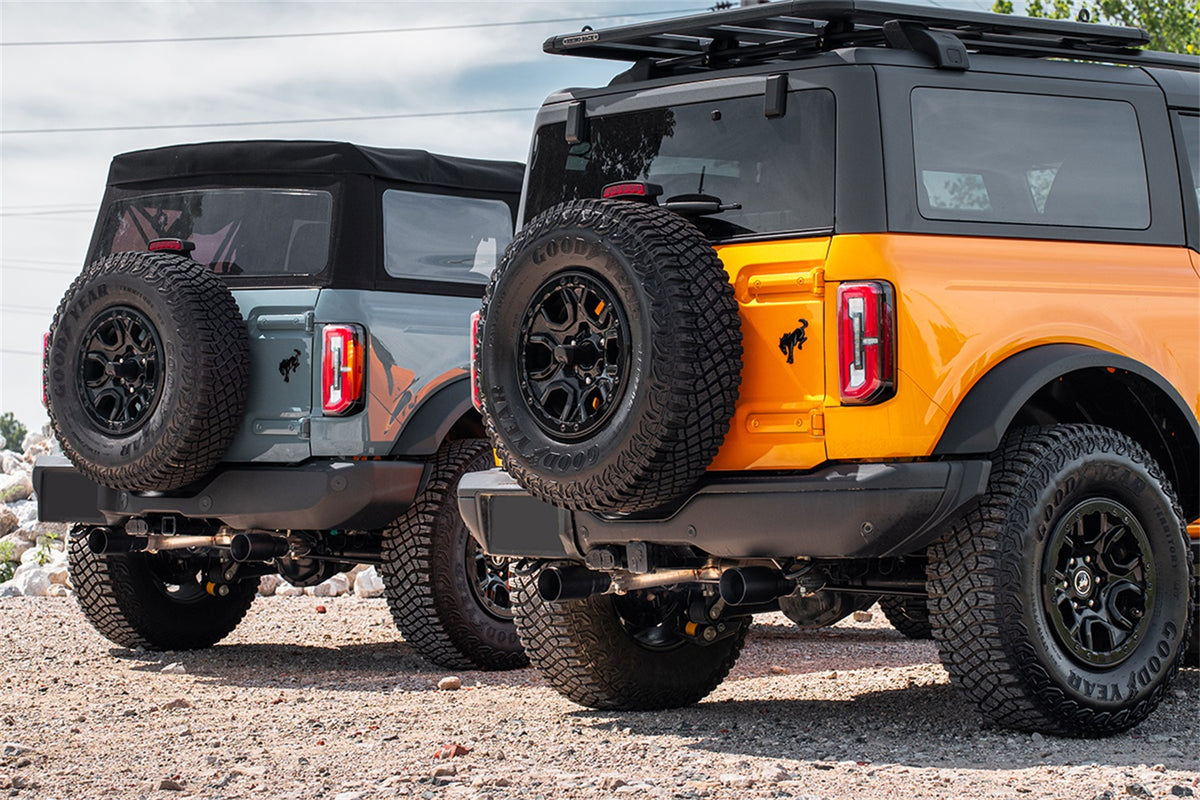 Corsa 21-24 Ford Bronco 2.3L 2-Door 2.75in Cat-Back Dual Rear Exhaust w/ 4in Straight-Cut Black Tips - 21204BPC