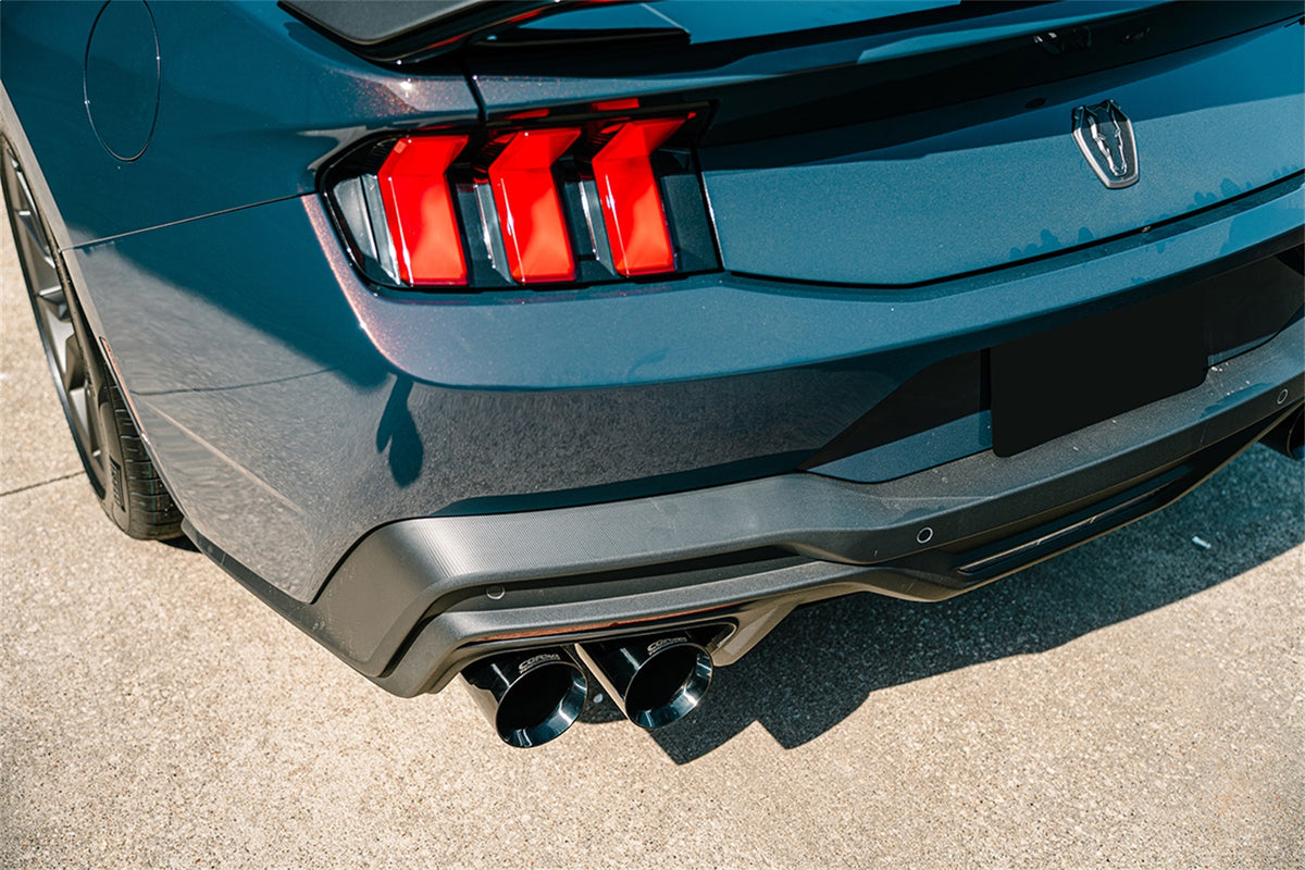 Corsa 24-24 Ford Mustang Dark Horse 5.0L 3in Dual Rear Cat-Back w/Twin 4.5in Black PVD StraightTips - 21266BLK