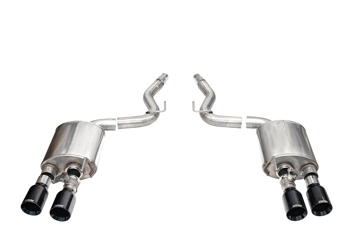 Corsa 2024 Ford Mustang Dark Horse 5.0L 3in Dual Rear Axle-Back w/Twin 4.5in Black PVD Straight Tip - 21268BLK