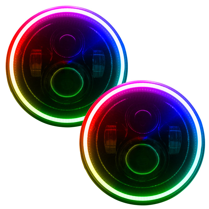 Oracle 7in High Powered LED Headlights - Black Bezel - ColorSHIFT 2.0 SEE WARRANTY - 5769-333