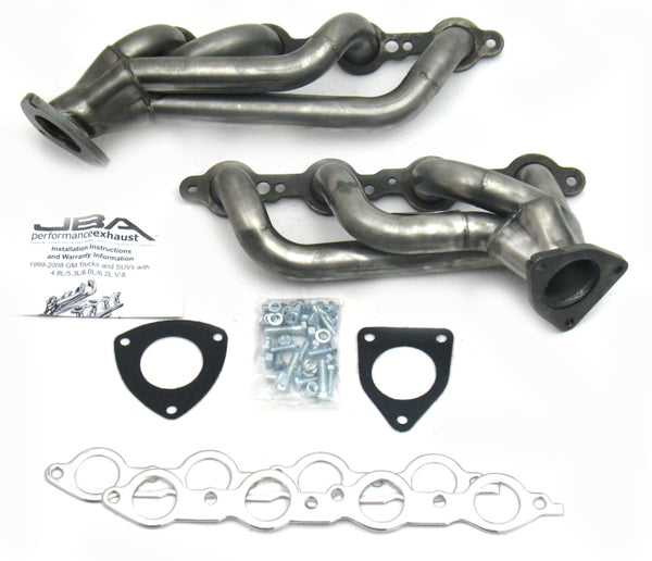 JBA 03-06 GM Truck 6.0L LS w/o EGR 1-5/8in Primary Raw 409SS Cat4Ward Header - 1850S-3 for 2003-2006 Cadillac Escalade - fron