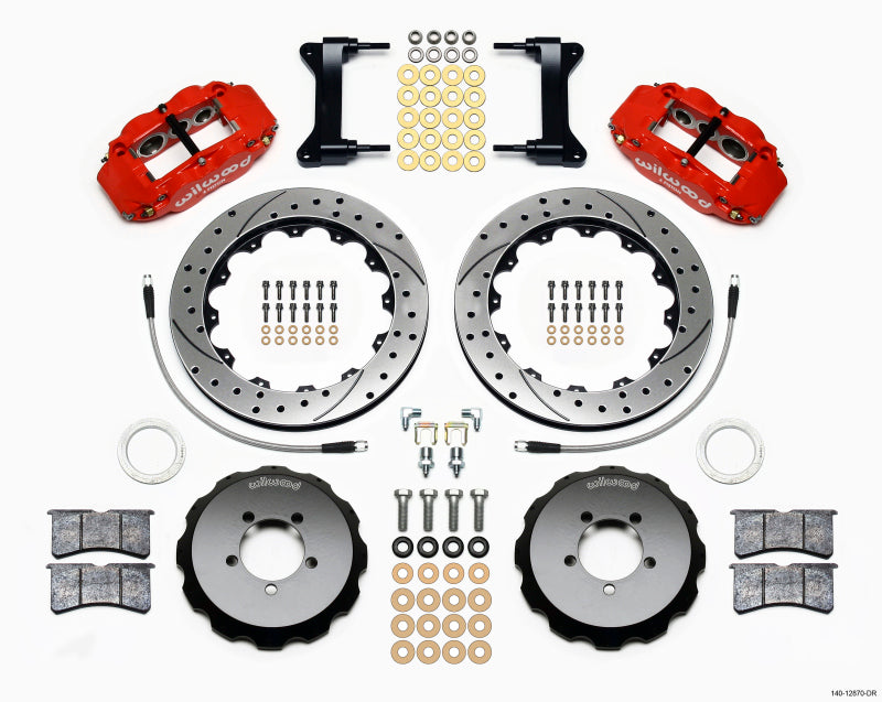 Wilwood Narrow Superlite 6R Front Hat Kit 12.88in Drill Red 2012-Up Toyota / Scion FRS w/ Lines - 140-12870-DR for 2013-2017 