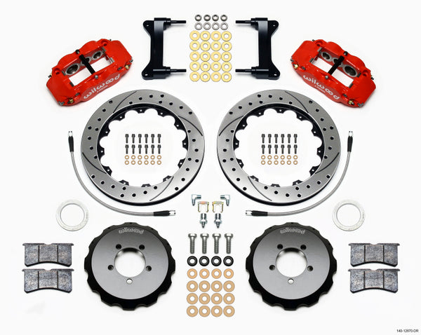 Wilwood Narrow Superlite 6R Front Hat Kit 12.88in Drill Red 2012-Up Toyota / Scion FRS w/ Lines - 140-12870-DR for 2013-2017 