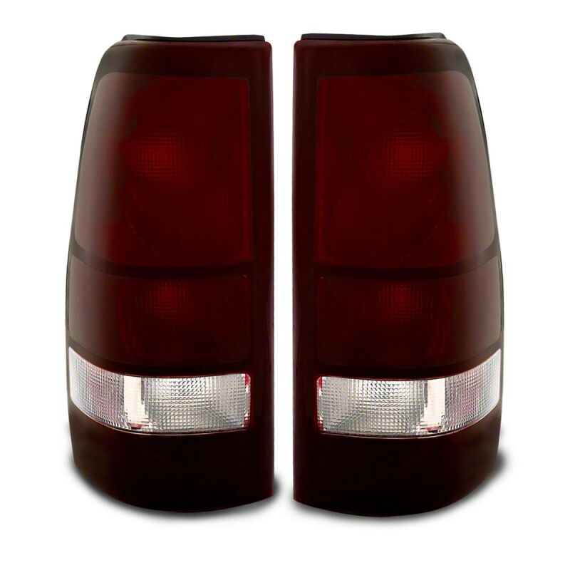 Raxiom 99-02 Chevrolet Silverado 1500 Fleetside Axial Series Tail Lights- Black- Midnight Red Lens - S112736 - front view