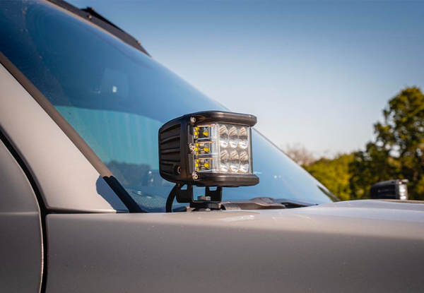 Cali Raised 10-24 Toyota 4Runner Low Profile Led Ditch Light Brackets Kit - Brackets W/ 27W Side Pro - CR2498 - front view