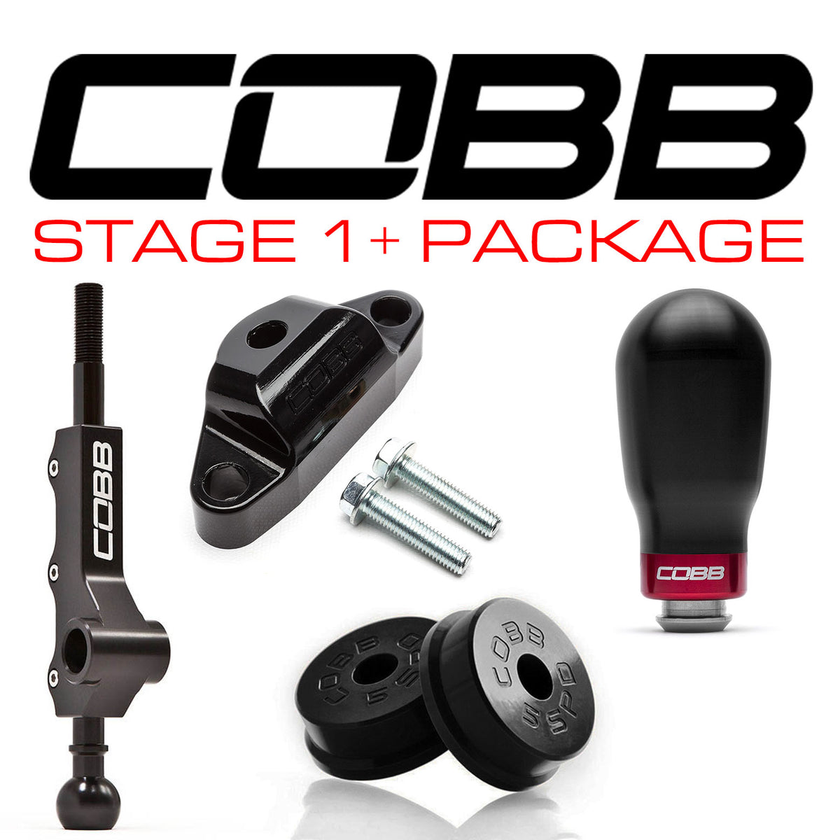 Cobb 08+ Subaru WRX / 05-09 LGT / 06-08 FXT 5MT Stg 1+ Drivetrain Pkg (Tall Weighted Knob) - Black - 214X01P-TW-BK