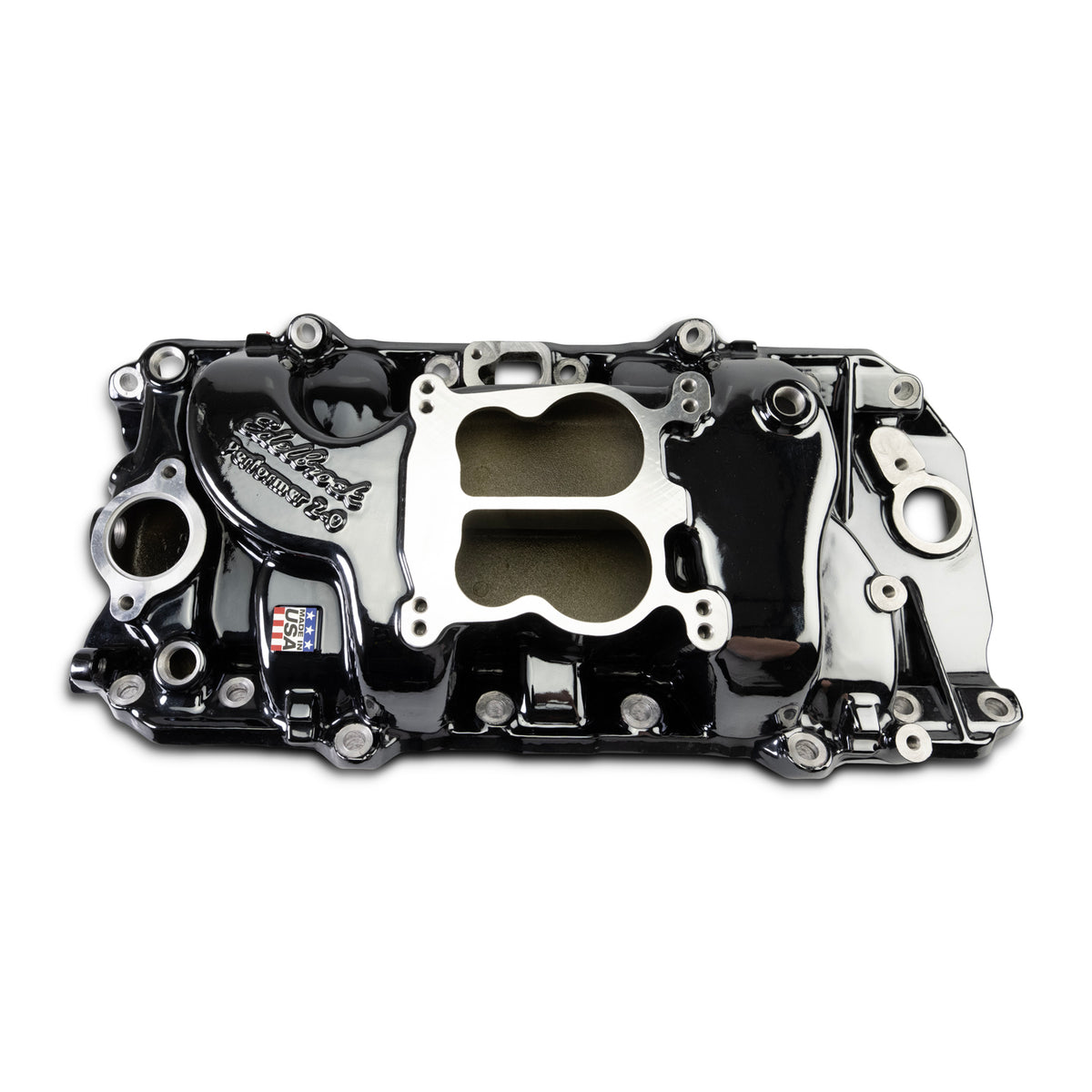 Edelbrock 65-90 BB Chevy Oval Port Heads Performer 2-O Manifold - Black Plasma - 2161-BP