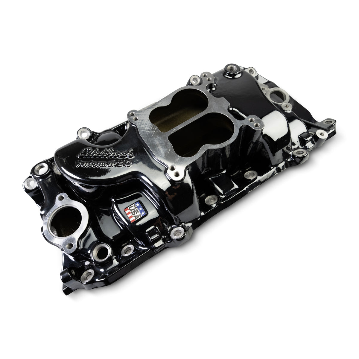 Edelbrock 65-90 BB Chevy Oval Port Heads Performer 2-O Manifold - Black Plasma - 2161-BP