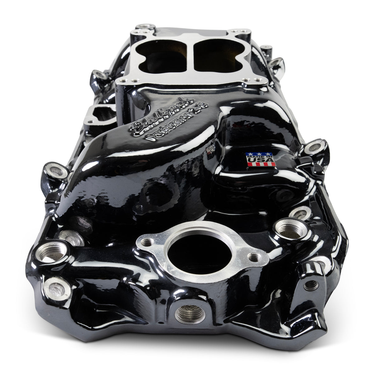 Edelbrock 65-90 BB Chevy Oval Port Heads Performer 2-O Manifold - Black Plasma - 2161-BP