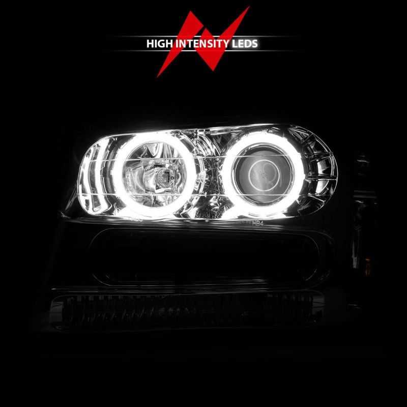 ANZO 02-09 Chevrolet Trailblazer Projector Headlights w/ Halo Chrome Housing (Non-LT Models) - 111573