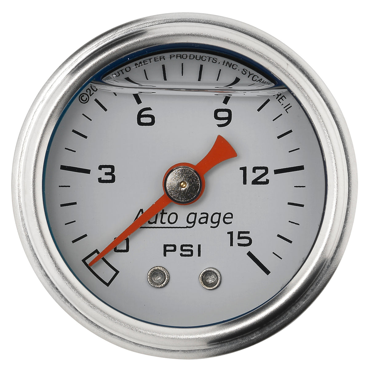 Autometer AutoGage 1.5in Liquid Filled Mechanical 0-15 PSI Fuel Pressure Gauge - White - 2175