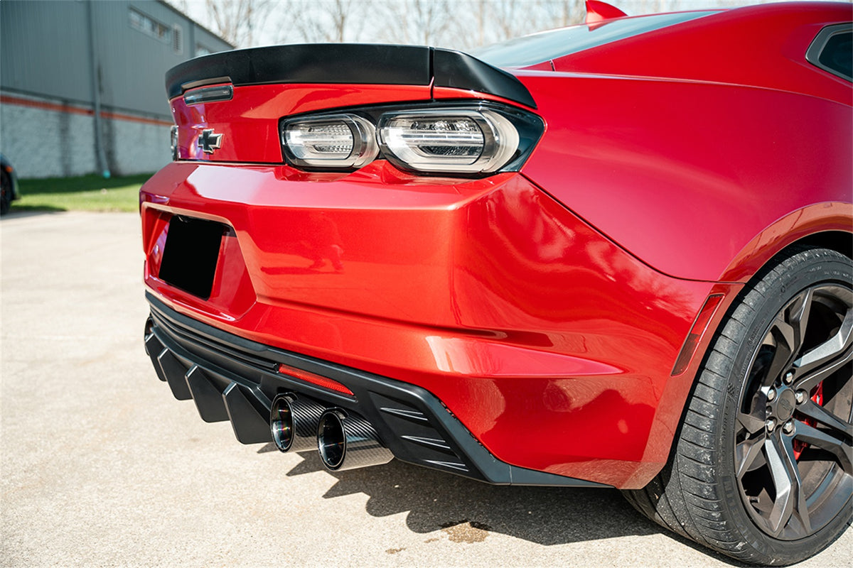 Corsa 2016-2024 Chevrolet Camaro SS / ZL1 Black Carbon Fiber 4.5in Twin Tip Kit - 21835CFBLK